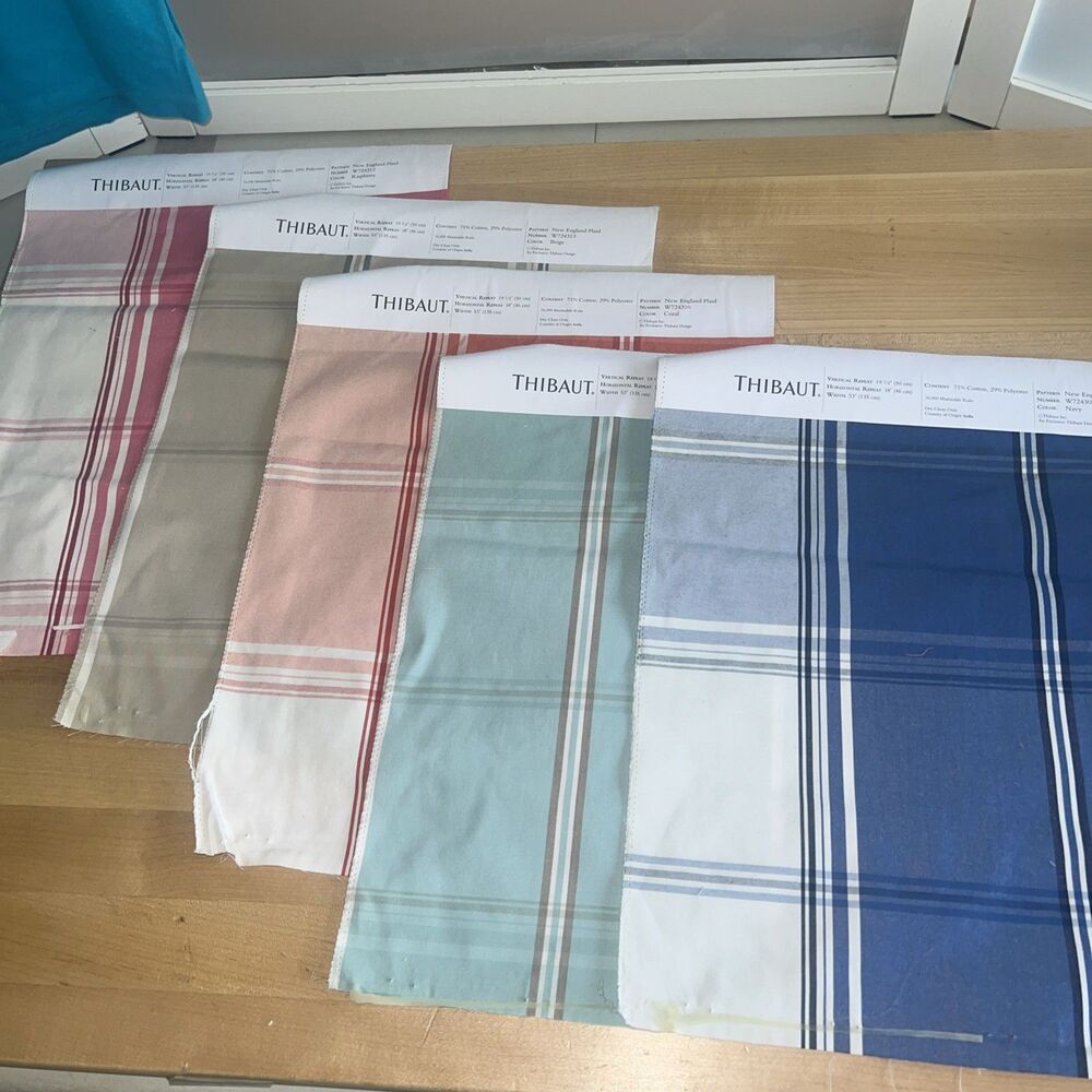 Thibaut Fabric  Sample Lot Of 5 New England Plaid